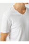 Фото #5 товара Футболка Koton White V Neck Basic Short Sleeves