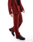 ASOS DESIGN wide plisse suit trousers in red