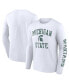 Фото #1 товара Men's White Michigan State Spartans Distressed Arch Over Logo Long Sleeve T-shirt