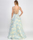 Фото #2 товара Juniors' Jacquard Side-Slit Lace-Up-Back Gown, Created for Macy's