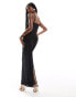 ASOS DESIGN sculpted contour mesh all over embellished cami maxi dress in black