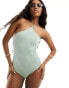 South Beach starfish halter swimsuit in sage green glitter Зеленый, 36 - фото #1