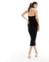 Фото #4 товара ASOS DESIGN velvet halter neck midi dress in black