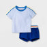 Фото #1 товара Cat & Jack 2 Piece Rainbow Top & Bottom Outfit Set Baby 3-6M Blue Casual Wear