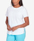 ფოტო #4 პროდუქტის Petite Classic Brights Solid Texture Split Shirttail T-shirt