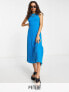 Фото #1 товара Topshop Petite premium wide rib jersey midi dress in blue