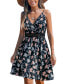 ფოტო #1 პროდუქტის Women's Floral Sleeveless Cutout Waist Mini Beach Dress