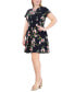 Фото #3 товара Plus Size Printed Jewel-Neck Fit & Flare Dress