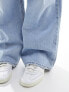 Фото #2 товара Stradivarius pleat front wide leg jean in light wash blue