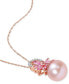 ფოტო #3 პროდუქტის Pink Cultured Freshwater Pearl (9-1/2mm), Pink Sapphire (7/8 ct. t.w.) & Diamond (1/20 ct. t.w.) 17" Pendant Necklace in 14k Rose Gold (Also in White Cultured Freshwater Pearl & Aquamarine)