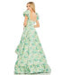 ფოტო #2 პროდუქტის Women's Floral Print Puff Sleeve Hi-Lo Brocade Gown