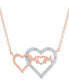 ფოტო #1 პროდუქტის Diamond Double Heart Mom 18" Pendant Necklace (1/10 ct. t.w.) in 14k Rose Gold-Plated Sterling Silver