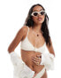 South Beach essentials crinkle knot front bikini top in coconut