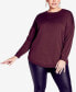 ფოტო #1 პროდუქტის Plus Size Tully Curved Hem Long Sleeve Sweater