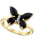 ფოტო #1 პროდუქტის Onyx & Diamond Accent Butterfly Statement Ring in 10k Gold