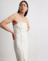 NA-KD double breasted bandeau midi dress in off white