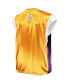 Фото #3 товара Men's Gold, Purple Los Angeles Lakers Hardwood Classics Big and Tall On-Court Shooting V-Neck Shirt