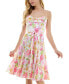 ფოტო #1 პროდუქტის Juniors' Floral-Print Cowlneck Godet-Pleat Dress