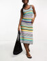 Roxy Sunshine Bouquet knit beach summer dress in multi stripe