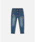 Little Girls Jeans With Embroidery Patch Blue Denim - Toddler|Child