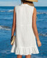 Фото #3 товара Women's White Ruffle Hem Mini Cover-Up Beach Dress
