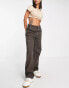 Фото #8 товара Monki straight leg cargo jeans in brown