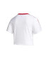 Women's White Nebraska Huskers Three-Stripes Cropped T-shirt