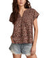 Фото #1 товара Women's Printed Smocked Short-Sleeve Top