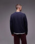 Фото #4 товара ARKET knitted crew neck jumper in navy blue