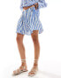 Фото #1 товара Mango stripe co-ord shorts in white and blue