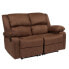 Фото #5 товара Harmony Series Chocolate Brown Microfiber Loveseat With Two Built-In Recliners