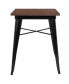 Ardennes 23.5 Steel Indoor Contemporary Table With Square Rustic Wood Top