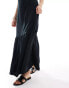 Mango halterneck tiered midi dress in black