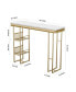 55.1" Modern Straight Bar Table With Shelves In& Gold