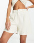 ASOS DESIGN dad short with linen in stone