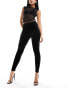 AllSaints Cora high rise velvet leggings in black