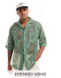 ASOS DESIGN short sleeve relaxed revere lace shirt in sage green Зеленый, 2XL Long - Chest 46-48 Long - фото #1