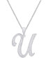 Фото #28 товара Diamond Accent Script 18" Initial Pendant Necklace in Silver Plate, Gold Plate & Rose Gold Plate