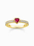 Thomas Sabo TR2448-995-10-56 Gold-plated solitaire ring w. red stone + zirconia