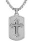 ფოტო #1 პროდუქტის Men's Diamond Cross Dog Tag 22" Pendant Necklace (1/10 ct. t.w.) in Stainless Steel