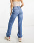 Фото #4 товара Bershka Petite straight leg jeans mid blue