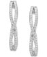 ფოტო #3 პროდუქტის Diamond Twist Medium J-Hoop Earrings (1-1/2 ct. t.w.) in 10k White Gold
