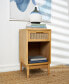 Фото #4 товара 26" Wood 1 Drawer and 1 Shelf with Cane Front Drawer and Gold-Tone Handle Accent Table