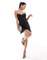 Фото #2 товара Heiress Beverly Hills premium satin corset bandeau mini dress with mesh inserts in black