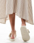 New Look strappy flat sandal in raffia off white