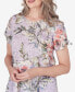 ფოტო #4 პროდუქტის Women's Garden Party Short Sleeve Burnout Floral Top