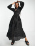 Фото #1 товара Reclaimed Vintage long sleeve maxi dress with lace trim