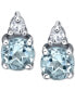 ფოტო #2 პროდუქტის Aquamarine (1-1/5 ct. t.w.) & Diamond (1/3 ct. t.w.) Stud Earrings in 14k White Gold