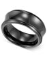 ფოტო #1 პროდუქტის Men's Black Titanium Ring, Concave Wedding Band (8mm)