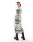 Фото #4 товара River Island chevron knitted maxi cardigan co-ord in green